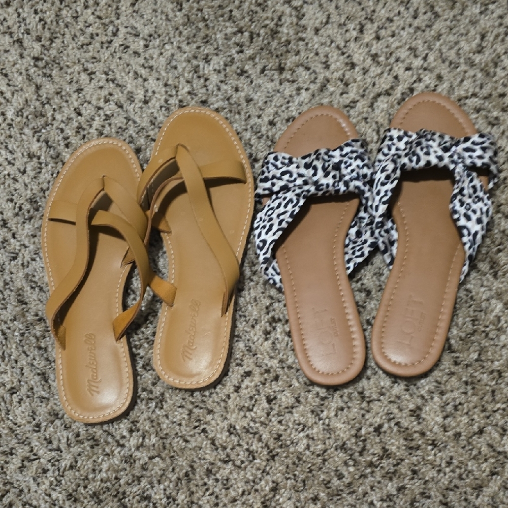 Madewell Tan and Leopard Print Sandals